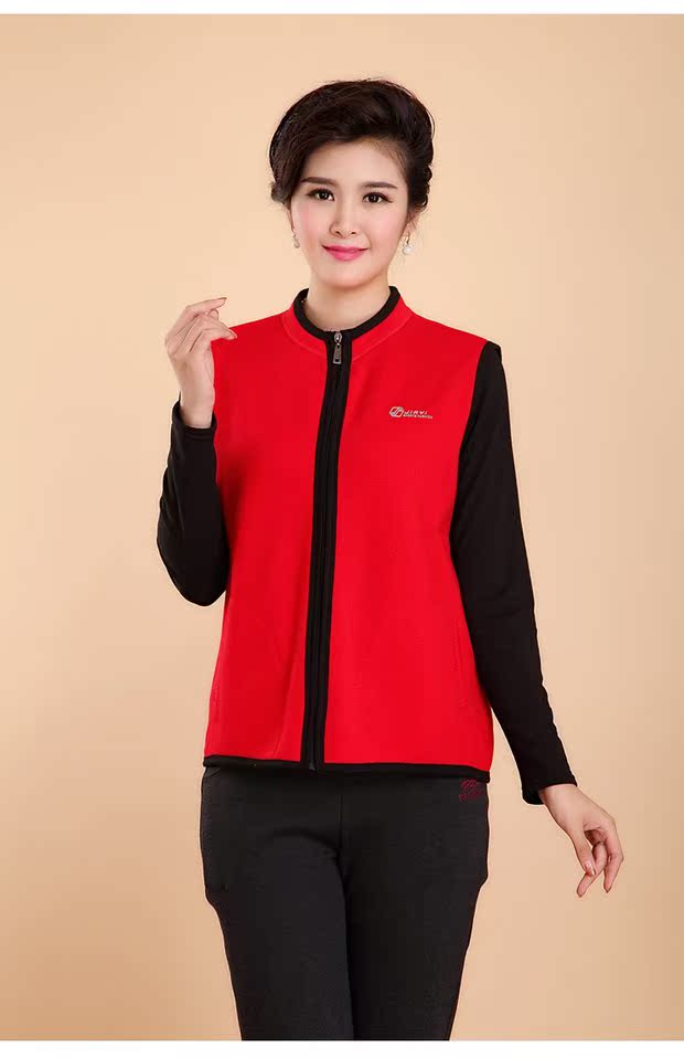 Mùa xuân và mùa thu mẫu trung niên và tuổi già áo vest mẹ tải vest vest cotton đan áo len cổ tròn áo ấm shop quần áo nữ