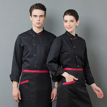 Chefs overalls mens long sleeves autumn and winter clothes restaurant hotel cake shop kitchen clothes set thickened