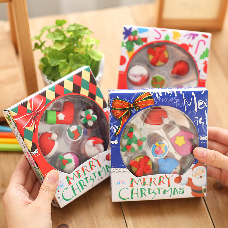 Christmas children's gifts Japan-ROK edition Creative stationery cartoon boxes Cute Erasers for primary and middle school students Prizes Gift Animal Toys Christmas Stamp Kindergarten