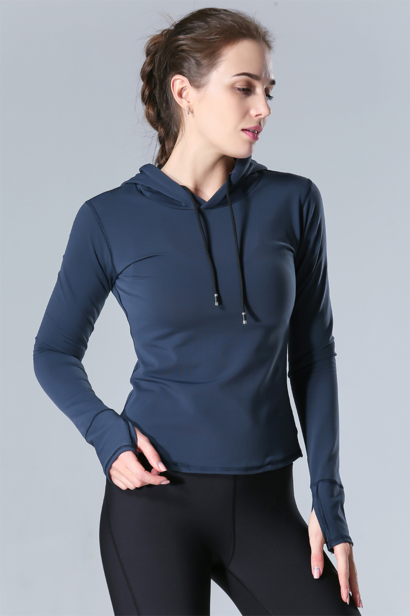 Áo hoodie thể thao Fu VERNAL HOPE nữ khô nhanh co giãn chạy áo len mỏng thoáng khí mùa xuân áo thun - Thể thao lông cừu / jumper sweater cổ lọ