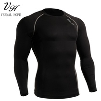 VERNAL HOPE fitness plus velvet tights men running basketball sports elastic quick-drying compression clothing long sleeves