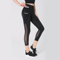 VERNAL HOPE fitness tight fit Capri pants yoga running net gauze breathable pocket training compression pants summer