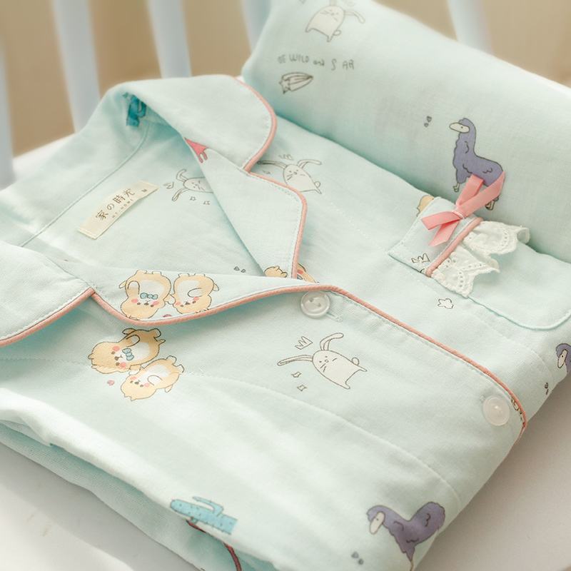 Home Time Month Subsuit Summer Thin section Postnatal gauze pyjamas Pregnant Woman Spring Autumn Pure Cotton Lactation Lactation Maternal Discharge