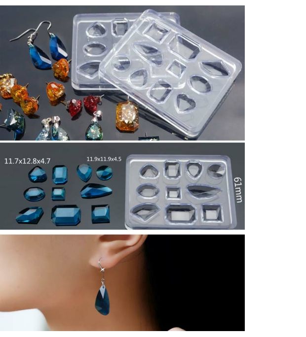 Bông tai mặt dây chuyền vòng cổ đá quý khuôn silicone cao su khuôn uv keo ab tinh thể thả keo tự làm mặt ngọc - Tự làm khuôn nướng khuôn silicon hình thú