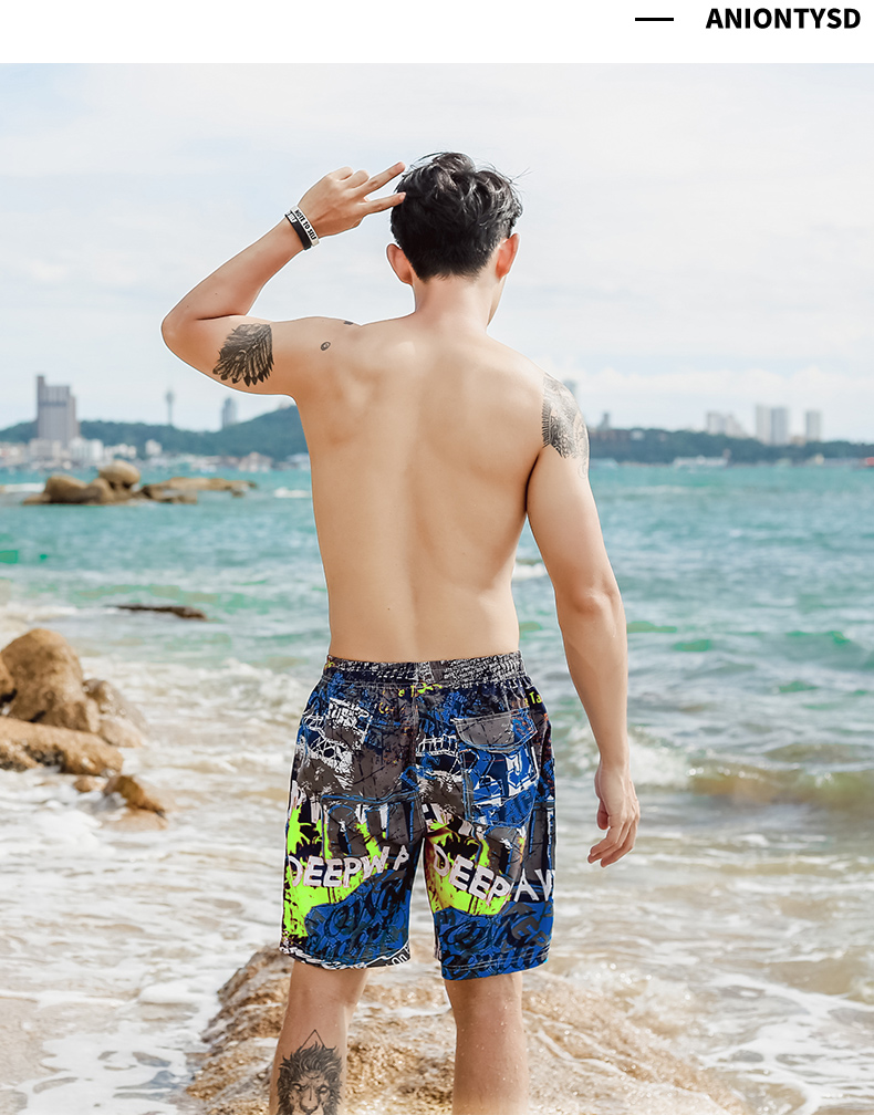 Bạn bơi quần đi biển cho nam kỳ nghỉ bên bờ biển quần short mùa thu trên bộ đồ bơi mùa xuân mới - Quần bãi biển quần đi biển đẹp rẻ