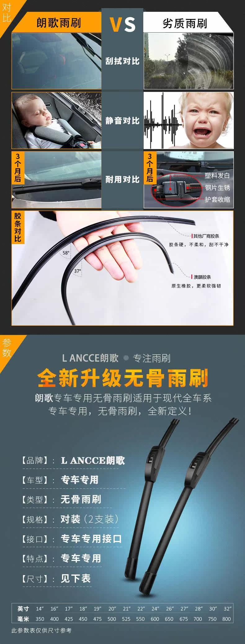 Стеклоочиститель 2019款宝骏530专用雨刷器无骨静音18款宝骏530原装汽车雨刮片胶条 287596851