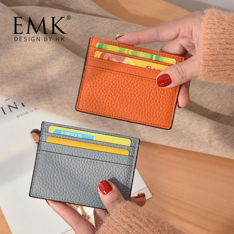 Genuine leather small carpack woman delicate and small ultra-thin minimalist head layer cow leather card clip a piece of style cutting sleeve upscale name sheet clip