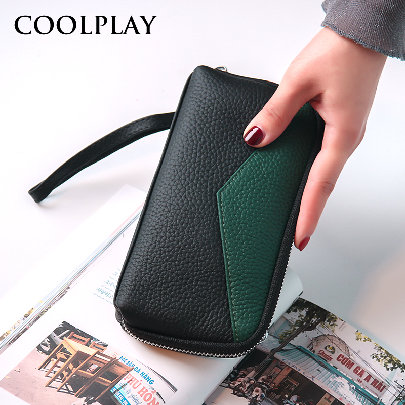 Zero Wallet Send Mother-In-Law Cow Leather Wallet Woman Long Version Large Capacity Mom Buy Vegetable Hands With Bag Women's Bag Can Put Mobile Phone