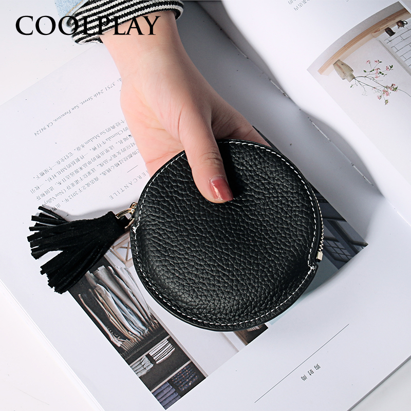 Genuine Leather Zero Wallet Coin Bag Girl Soft Leather Flow Su Small Wallet Short student Laced Round Card Bag Key Bag Tide