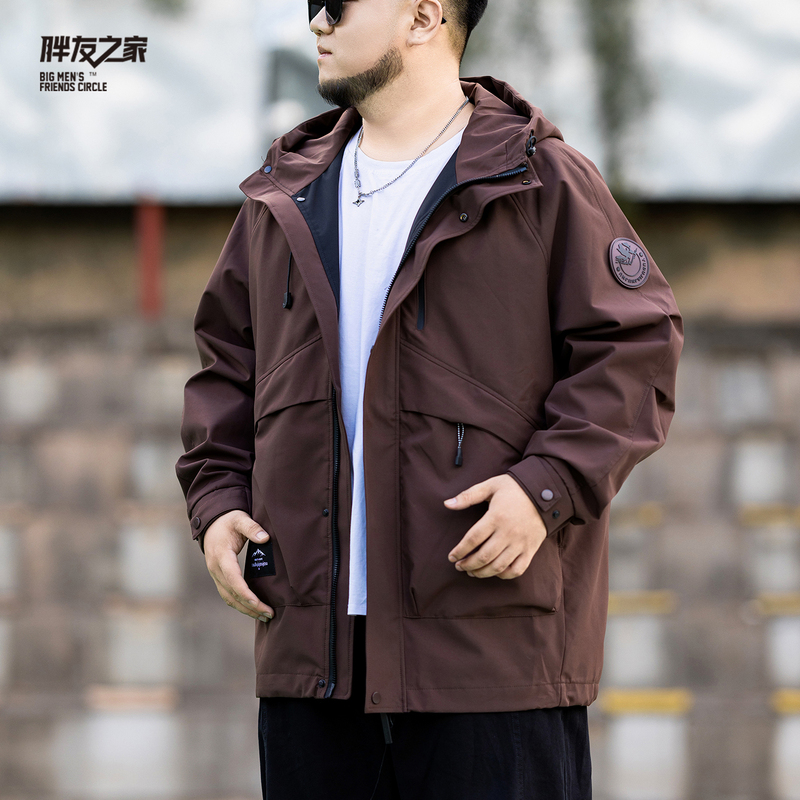 2026 Spring and Autumn New Plus Size Men's Jacket Trendy Loose Fit for Big Guys Versatile Casual Windbreaker Coat