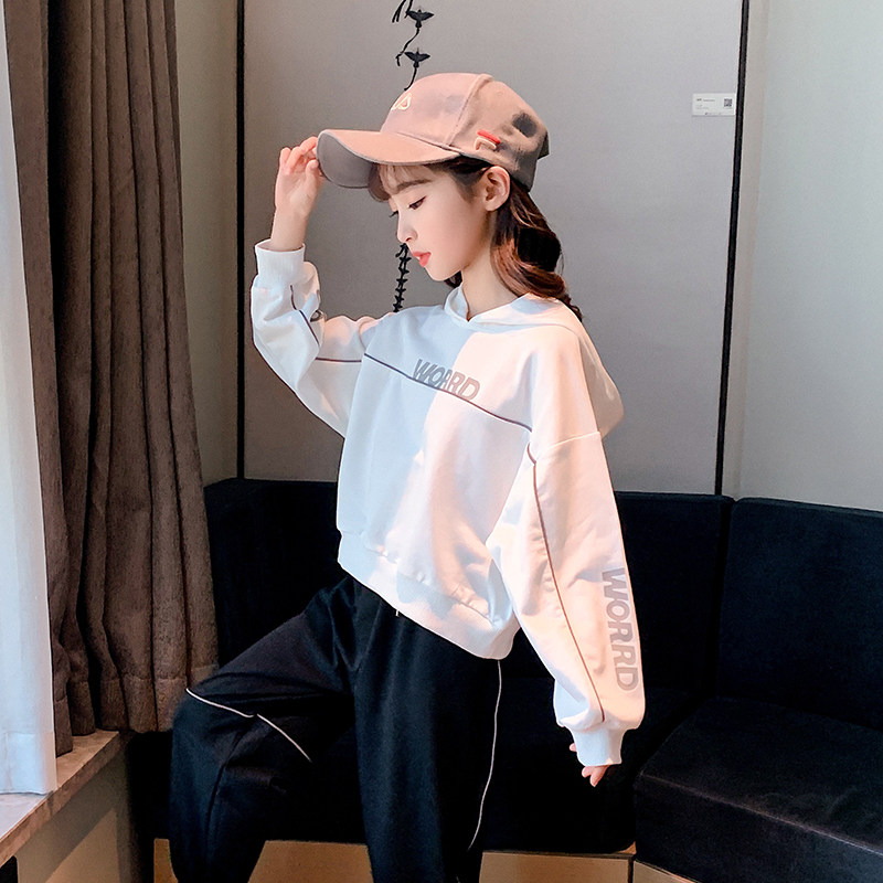 (clear warehouse special price) girl's autumn clothing for children CUHK children's foreign pie with cap short blouses for spring and autumn