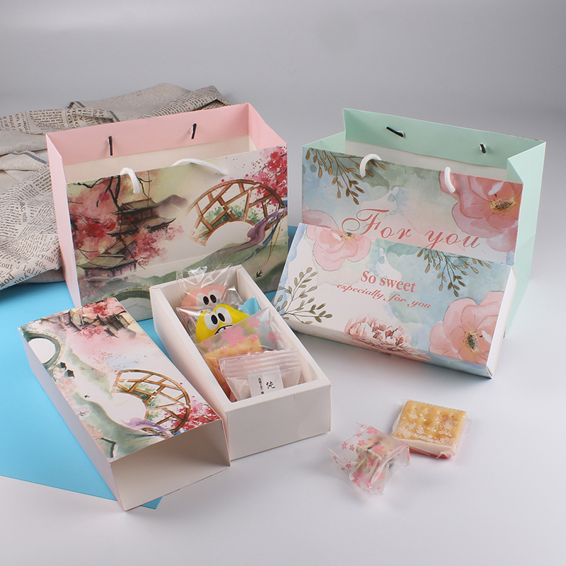 Egg Yolk Crisp Moon Cake Packaging Box Courtesy Kit Snowflake Ghee Rolling Sugar Biscuit Carry-on Bag Chinese Refreshments West Point Box