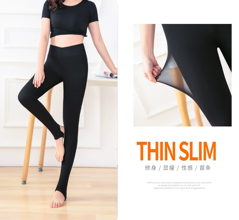 Mùa thu đông mới lưới quần legging giả thịt nữ cộng với nhung dày chống móc eo cao bước chân gầy gầy