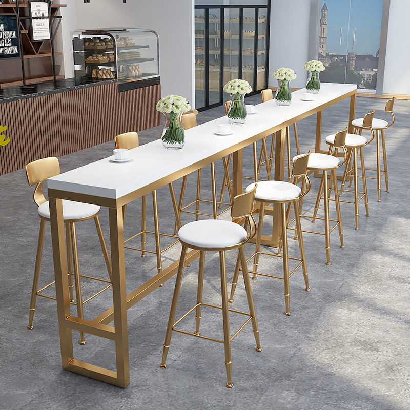 Solid wood bar table Household high-legged table Simple milk tea shop table and chair wall table Modern bar dessert shop long bar table