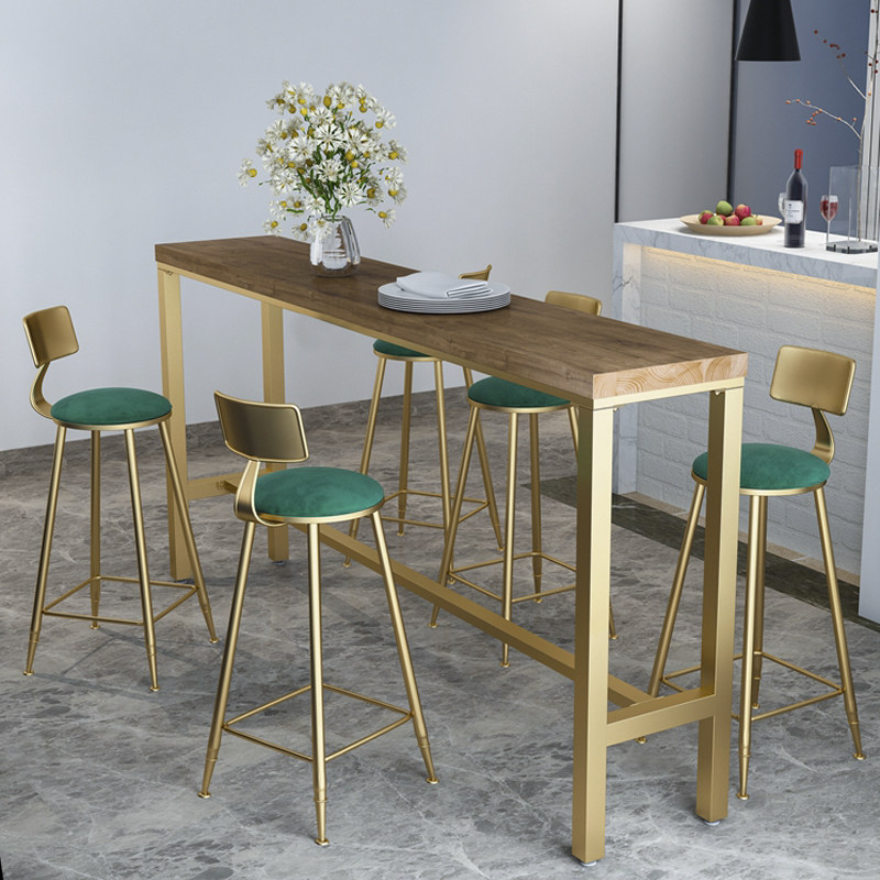 Bar table solid wood wall table with modern milk tea dessert dining table and chair combined long tables high table table