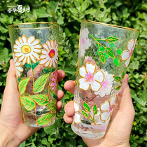 Christmas gifts for children diy handmade materials painted graffiti gold edge hammer pattern painting glass cup pigment creativity