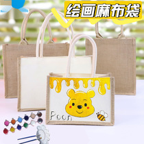 diy material canvas bag childrens hand-painted graffiti sack bag kindergarten handmade environmentally friendly storage bag