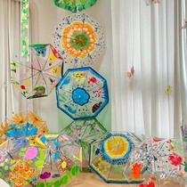 National Day Gift Kindergarten Environmentally Creative Transparent Painting Umbrella Plant Natural Class Layout Art Area Corner Cloth