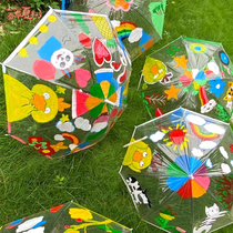 Double Ninth Festival blank umbrella diy material handmade umbrella kindergarten transparent hand painting graffiti scene layout