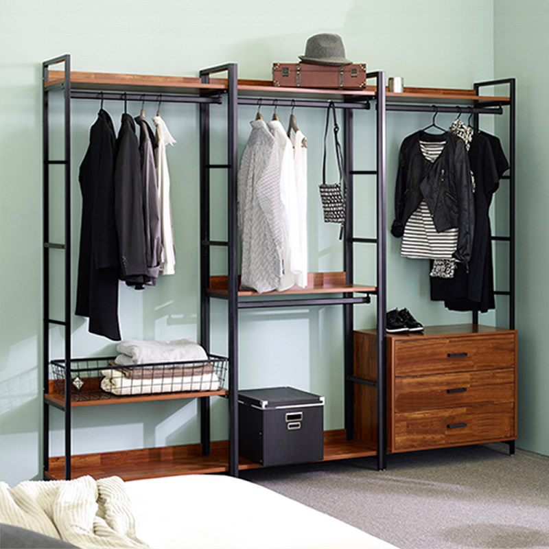 Open Wardrobe Rack Metal Cloakroom Shelf Iron Wardrobe Floor Shelf Bedroom Walk-in Hanger
