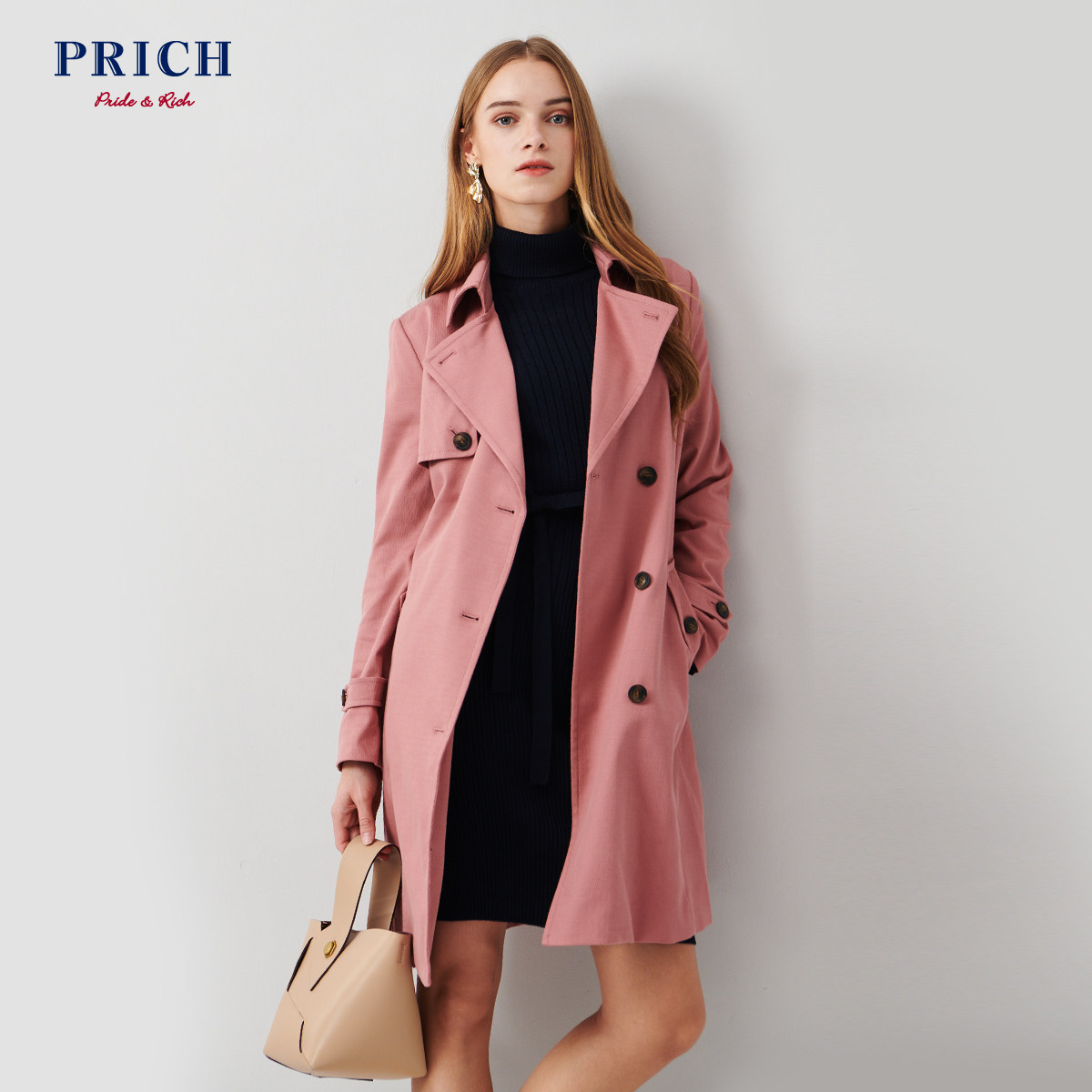 PRICH trench coat women's autumn trench coat women's mid-length Korean version new coat temperament trench coat PRJT91104C