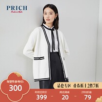 PRICH autumn winter coat fashion loose V collar single breasted knit womens PRKCA4902M