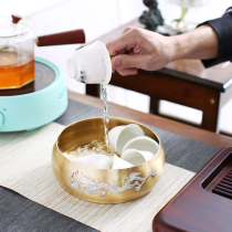 Hui Yao large silver-set copper tea wash Kung Fu tea accessories Japanese household Zen water bowl Built water cup wash pen wash