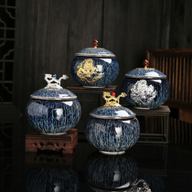 Yao change sky eye glaze silver tea pot Home Office retro ceramic large black tea white tea Puer tea storage tank