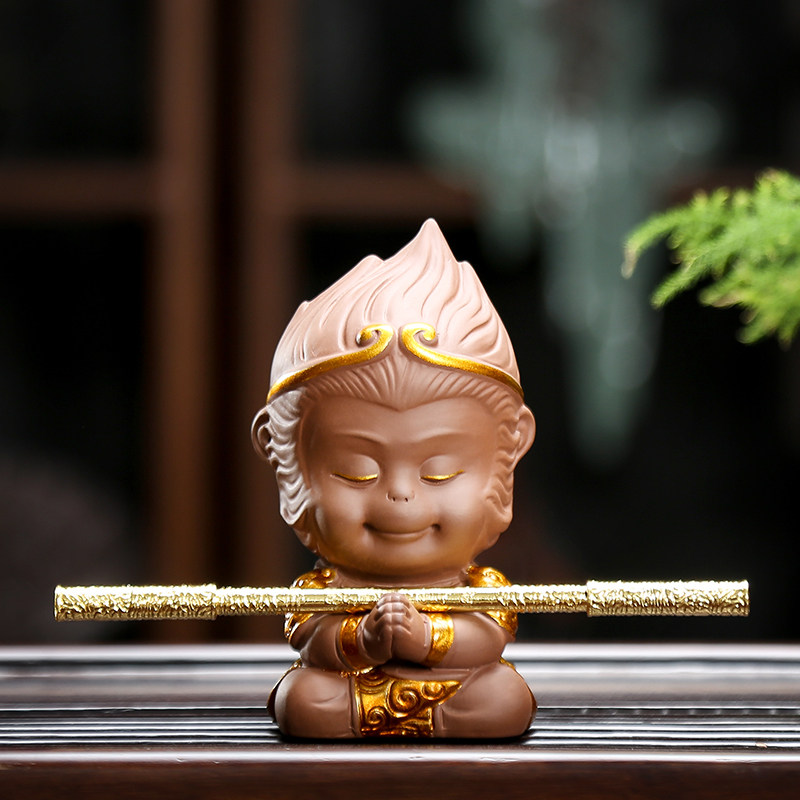 Huiyao creative ceramics Purple Sand tea pet ornaments Fine can raise Sun Wukong Qi heavenly Great Sage Tea set Tea table Tea table with