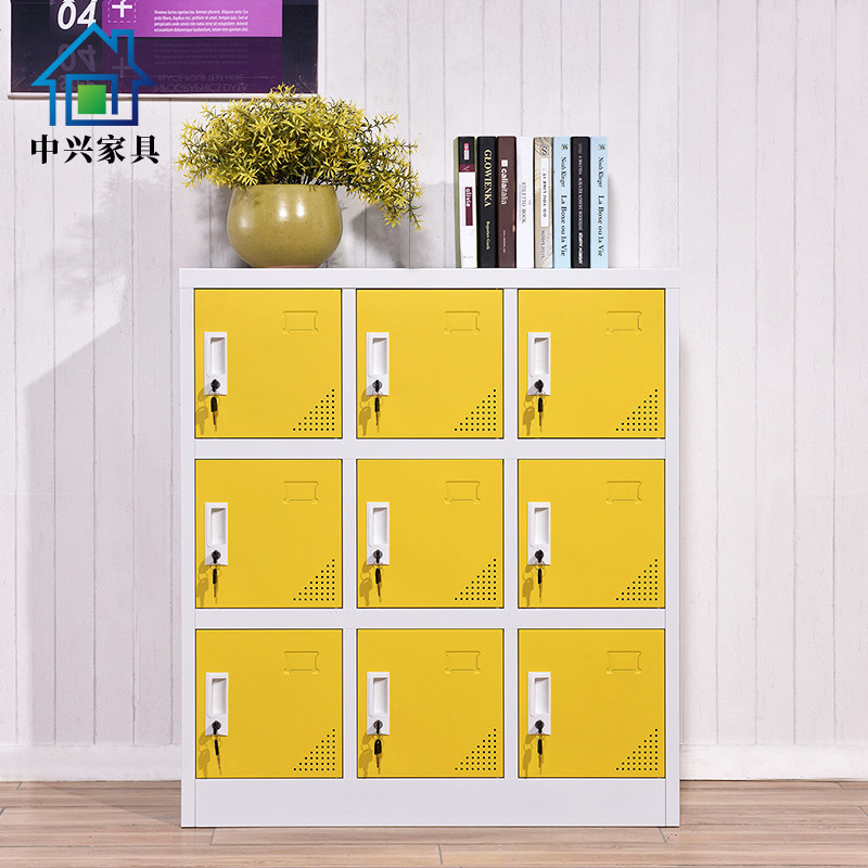 Disassembly Colour containing cabinet Small 9-9 door locker Wardrobe Tin Cabinet Staff Cabinet With Lock Items Cabinet Short Cabinet