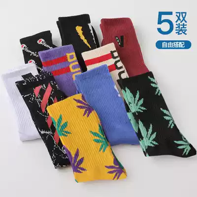 Socks, stockings, men's tide, basketball nets, red socks, Street maple leaves, Joker overalls, super fire, mid-line socks