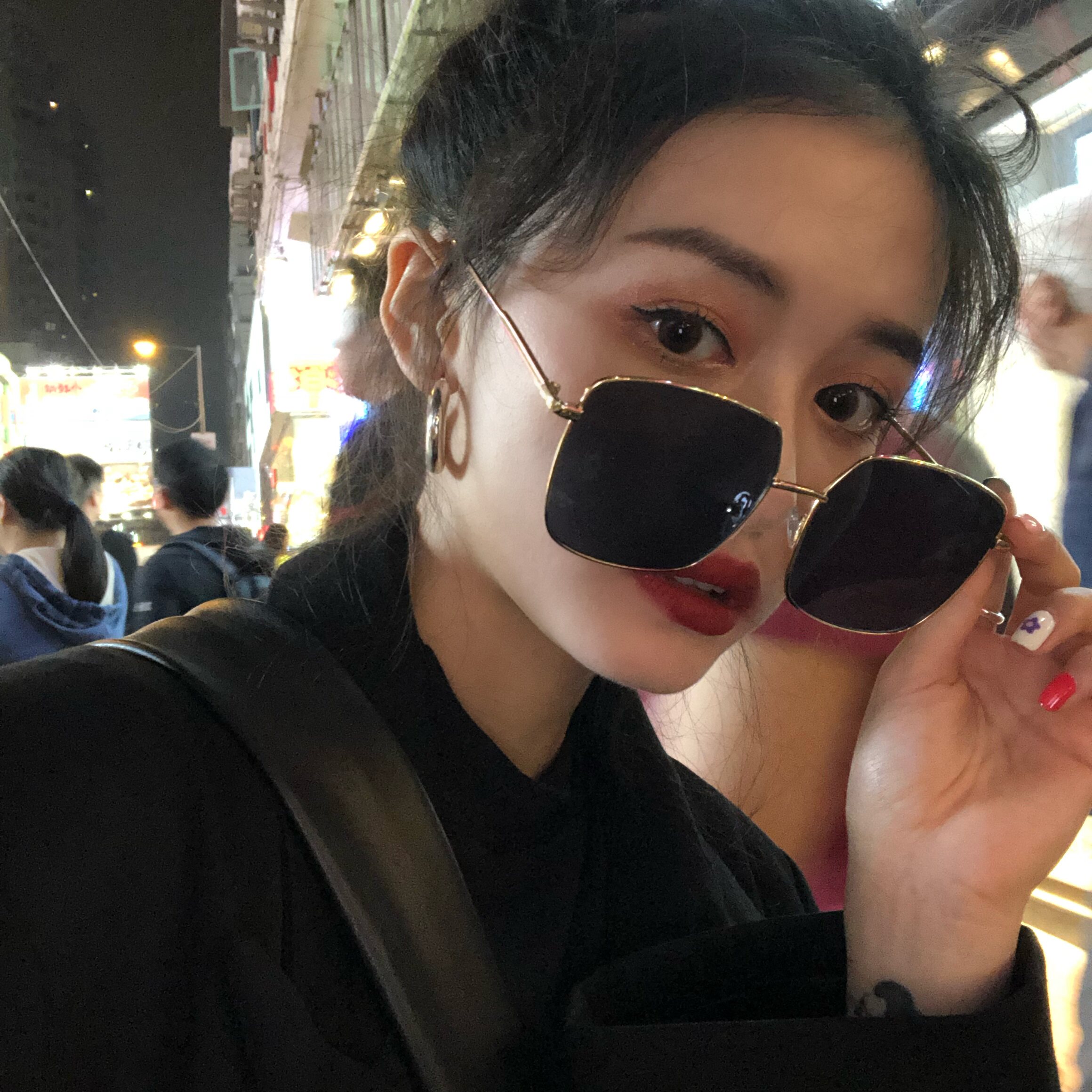 Black large frame sunglasses women's anti-UV net red sunglasses Polarized driving summer sunscreen sun visor glasses