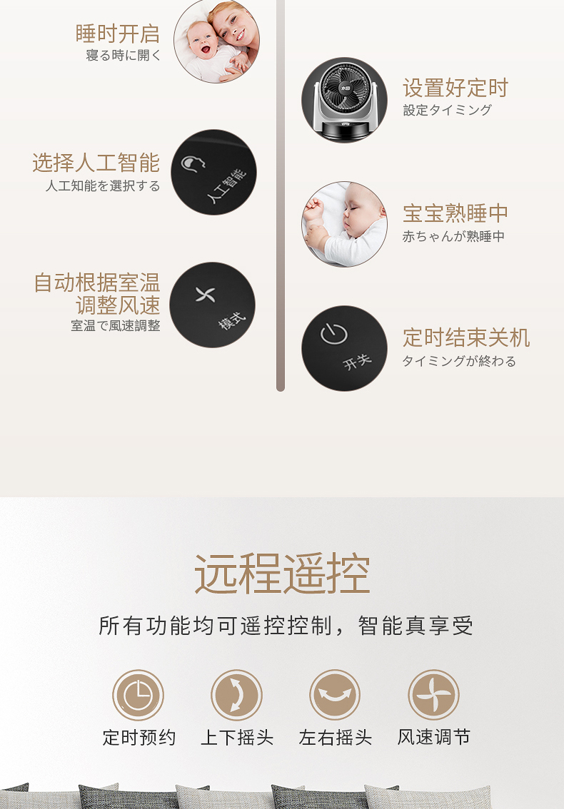 quạt cây senko Paddy 08FC lưu thông quạt điện quạt không khí đối lưu quạt máy tính để bàn văn phòng tại nhà dọc thời gian từ xa thông minh - Quạt điện giá quạt trần