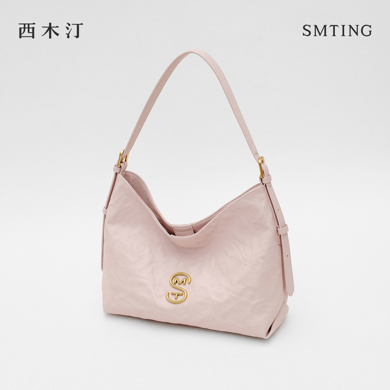 【Ximuting】 Free-Spirited Pink Tote Bag for Women, Genuine Leather Shoulder Bag, Large Capacity Crossbody Bag