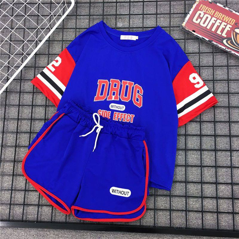 Single Piece Suit Casual Sports Women's Summer 2020 Middle School Students Bf Loose Fashion Original Juku Two Sets