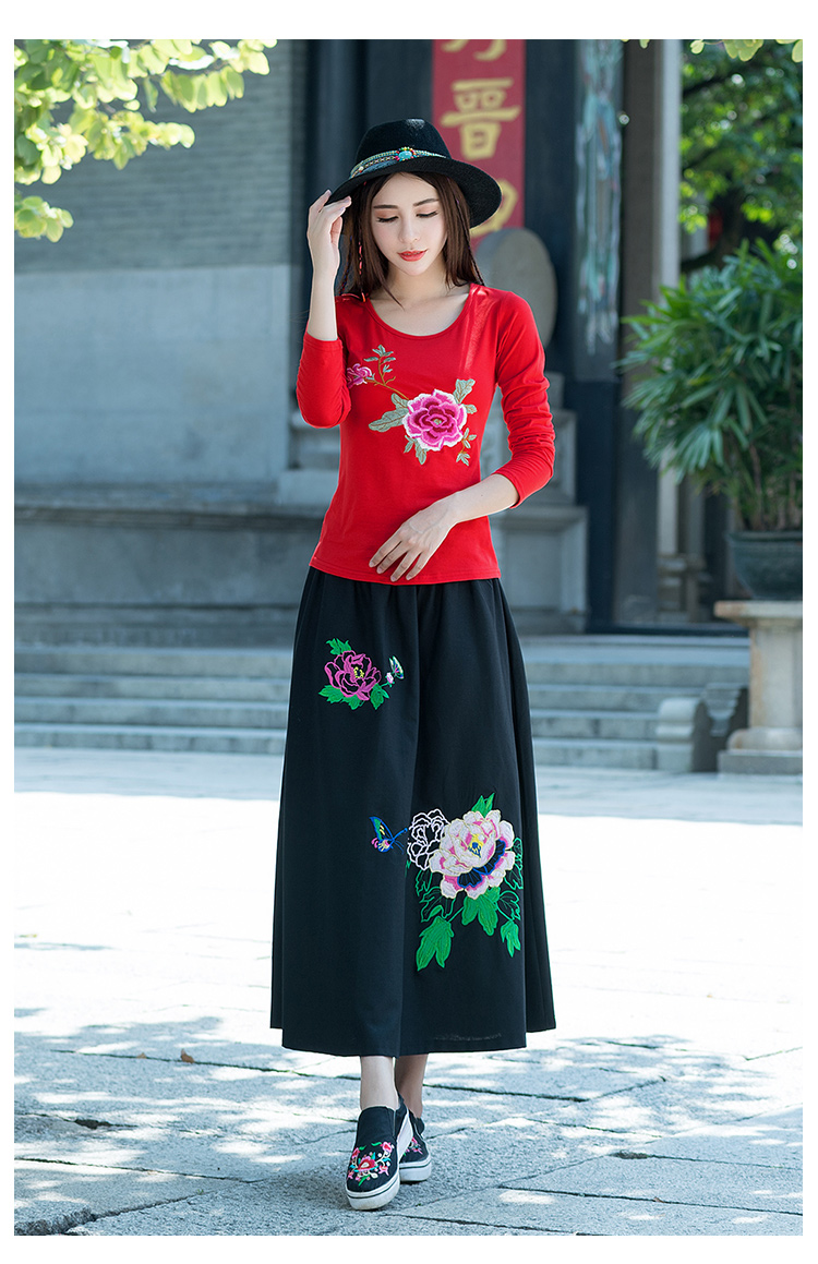 Áo khoác nữ kiểu Trung Quốc Mùa hè mới thon thêu dân tộc ngắn tay áo thun nữ Áo cotton cổ tròn áo phông nữ đẹp