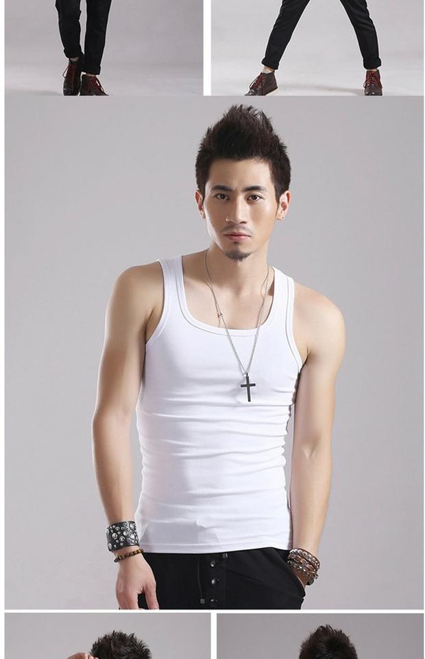 Áo cổ lọ hình chữ I nam mùa hè tập thể dục thấm mồ hôi cotton áo sơ mi bó sát phiên bản Hàn Quốc của áo vest thể thao tự luyện co giãn áo thể thao