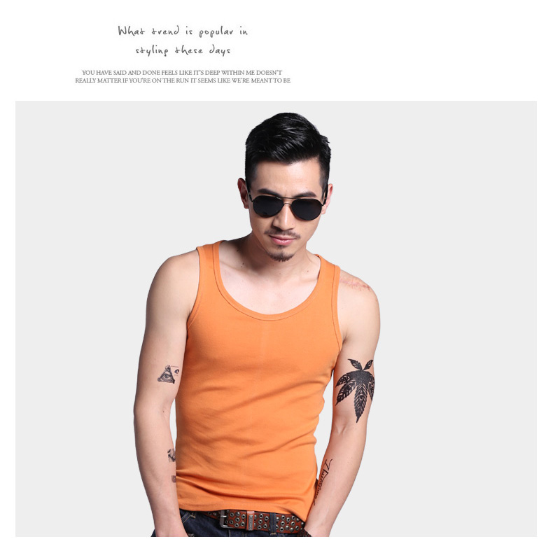 Mùa hè vòng cổ phần mỏng đàn hồi mồ hôi vest nam cotton Slim thể dục mồ hôi thấm màu rắn chặt chẽ-fitting áo