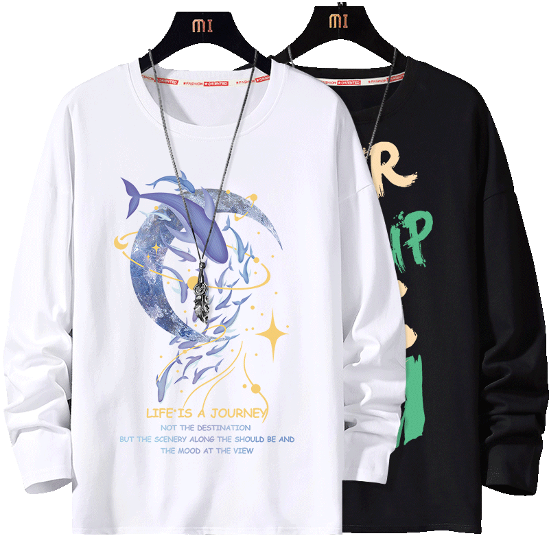 长袖t恤男2025新款春秋季青少年纯棉上衣初中生学生秋季打底衫男