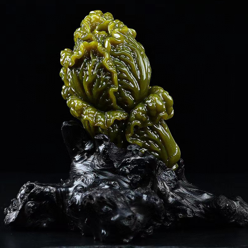 Fujian Shoushan Stone Cabbage Pendulum Piece Stone Carving Technique Gift Pendulum Decoration Shop Decoration Furnishing With Shaped Sculpted Home Placement Certificate