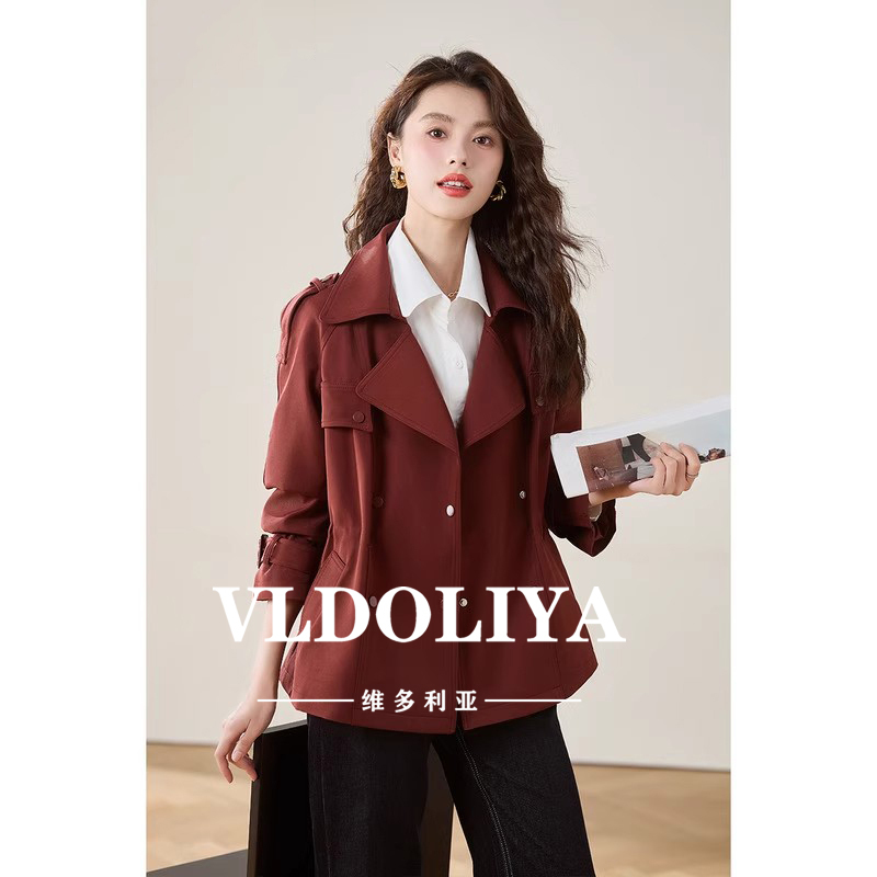Vldoliya Victoria Light Luxury Fashion Short Trench Coat for Women, New Autumn Style, Comfortable and Stylish High-End Jacket