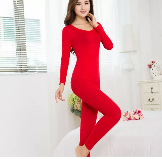 Nữ Qiuyi Qiuku mỏng cổ tròn modal đồ lót chạm đáy đặt áo len cotton liền mạch cơ thể đồ lót sinh viên quần áo giữ nhiệt nam lót nhung