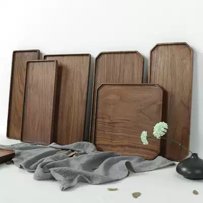 Japanese solid wood tea tray black walnut Cherry original design thickened tray household kung fu tea set Model Room soft