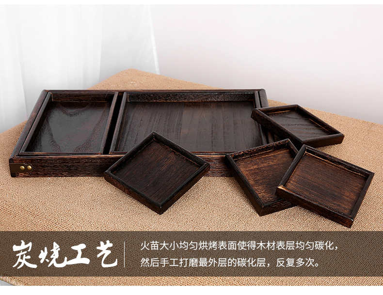 Nhật Bản- phong cách rắn gỗ carbonized sơn- miễn phí hộ gia đình kết hợp trà bộ khay trà 7 bộ khách sạn cung cấp trái cây sấy khô tấm gỗ gia dụng gỗ
