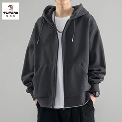 Woodpecker Cardigan Sweatshirt 2025 Spring and Autumn Men's Loose American-Style Heavyweight Casual Top Trendy Brand Youth Hooded Jacket