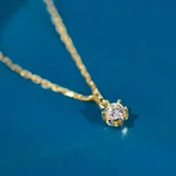 Бриллиантовая подвеска, золотая натуральная цепочка до ключиц, 18 карат