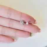 Натуральные бриллиантовые платиновые классические серьги, белое золото 18 карат, со снежинками, двойное ношение