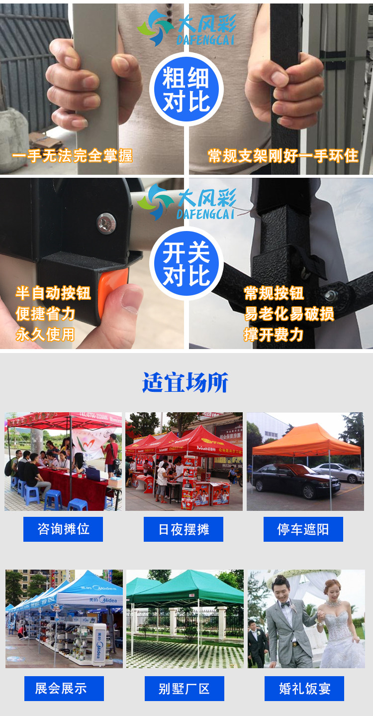 Outdoor advertising tent bold semi-automatic four-corner folding large umbrella stall advertising canopy parking shed printing