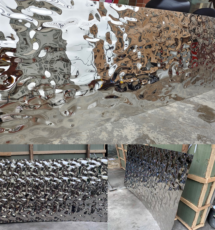 Stainless steel water corrugated ceiling background wall processing custom wave decorative panel KTV counter bar display