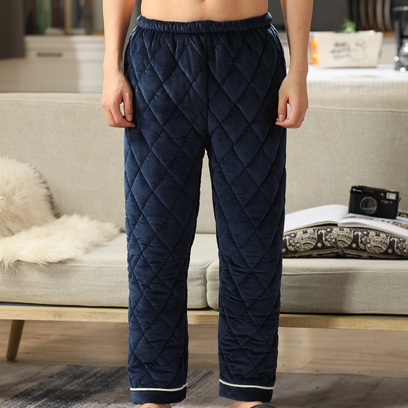 Pajamas men winter thickened coral velvet jacket pajamas warm flannel cold warehouse pants